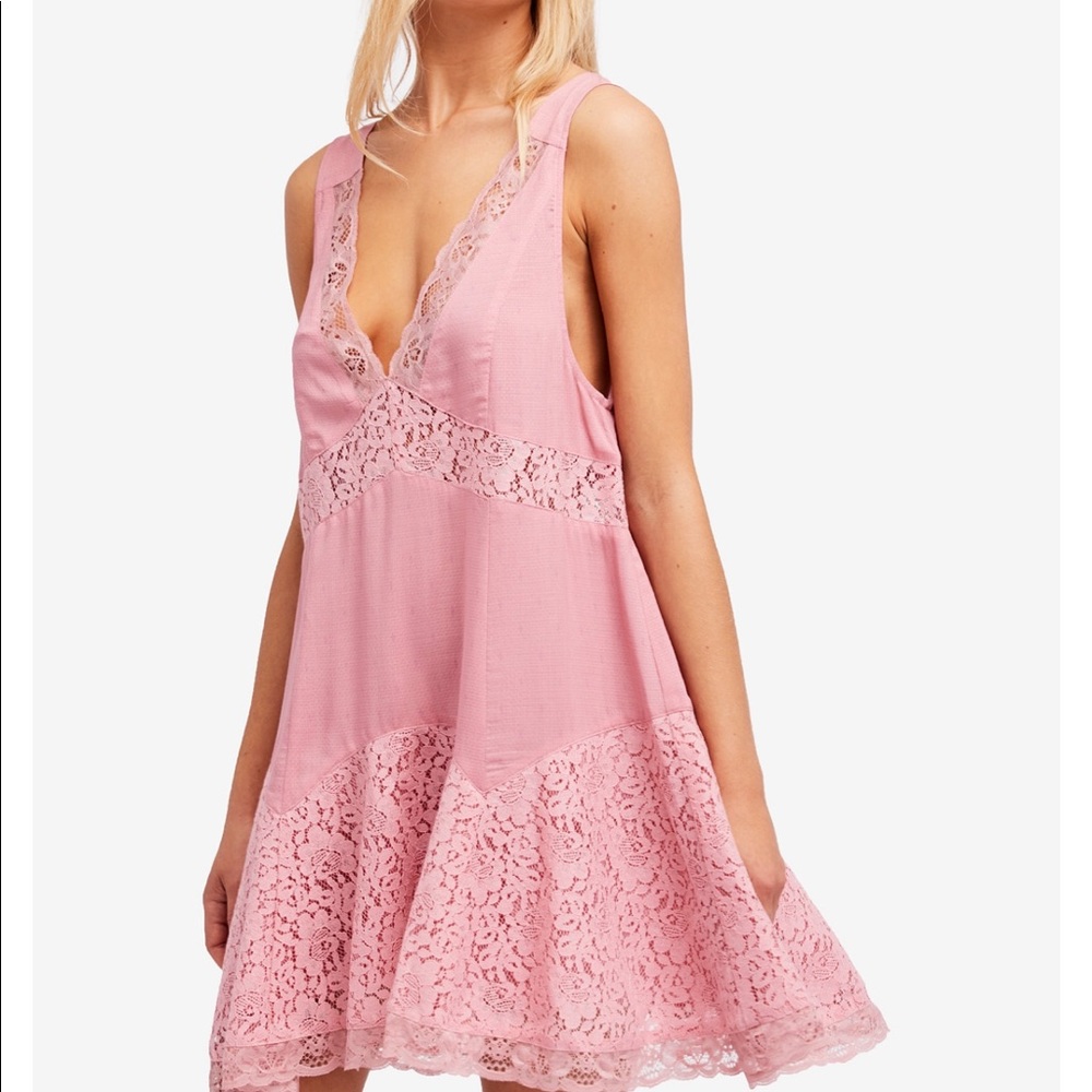 Free people lace trim slip dress